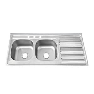 C Lavello Appoggio 120X50 2 Vasche SX C/Gocc DX Inox 304