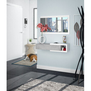 Kit Ingresso 1 Cassetto + Speccho Noon Bianco Cemento