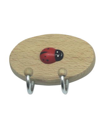 Gancio Adesivo in Legno Coccinella 2 Posti