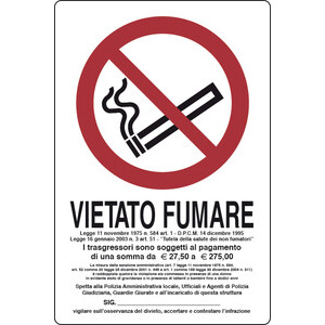Targa Segnaletica Vietato Fumare L.311/1 30X20