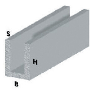 Profilo Argento H.100 cm Canalino U 10X10X1 mm