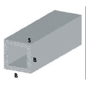 Profilo Argento H.100 cm Tubo Quadro 20X20X1 mm