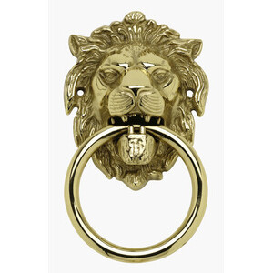 Battente Ottone Leone C/Anello 150 mm Anticato