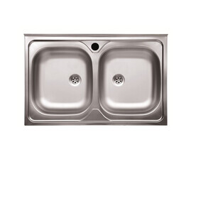 Lavello Appoggio Inox 2 Vasche S/Gocciolatoio 80 cm