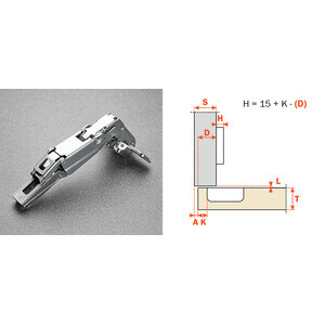Salice Cerniera P/Mobili C2AFA99 Collo 0 165 Gradi