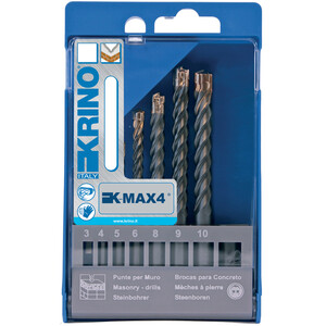 Assortimento 6 Punte P/Muro 4 Taglienti 4-10MM