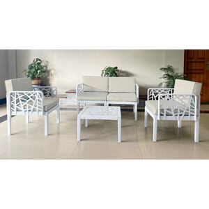 C Set 4 PZ Salotto C/Divano 2P Bianco Gardenjoy