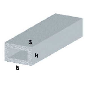 Profilo Argento H.200 cm Tubo Rettang. 30X15X1 mm