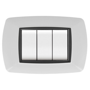 Placca Life Living Plast Bianco 7P Cornice Nero