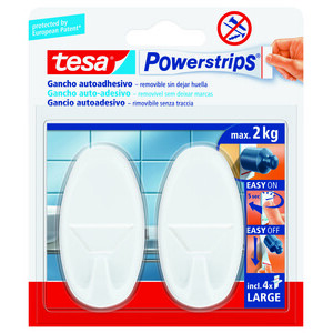 Gancio Adesivo Tesa Powerstrips Grande Bianco 2 PZ