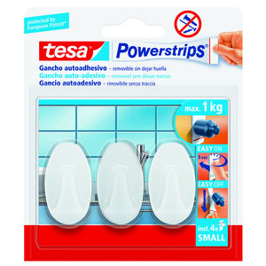 Gancio Adesivo Tesa Powerstrips Piccolo B.co 3 PZ