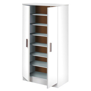 Kit Scarpiera 2 Ante + 6 Ripiani 55X36X108 Bianco