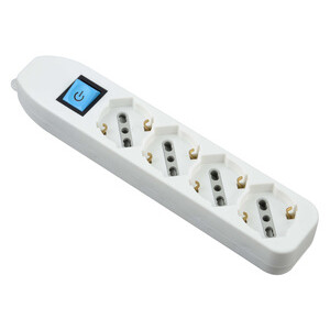 Multipresa 4P Bip/SCHUKO+INTERR S/Cavo Bianco FIG.9