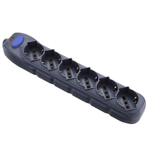 Multipresa 6P Bip/SCHUKO+INTERR S/Cavo Nero FIG.10