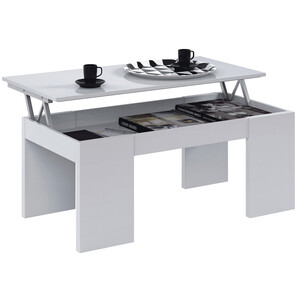Kit Tavolo Caffé Elev 50X100X43/54H Bianco Lucido