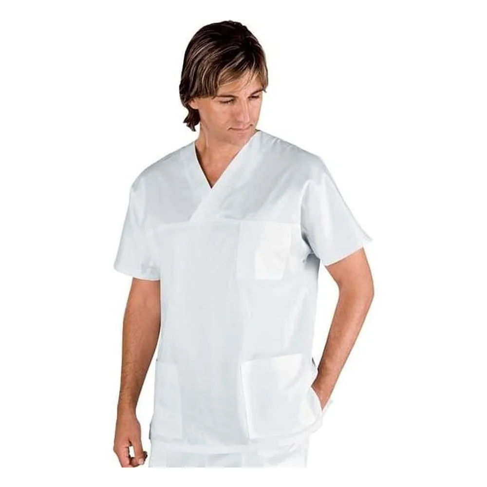 Casacca collo a v pol/cot Bianca ISACCO 045700 – cod. isacco045700