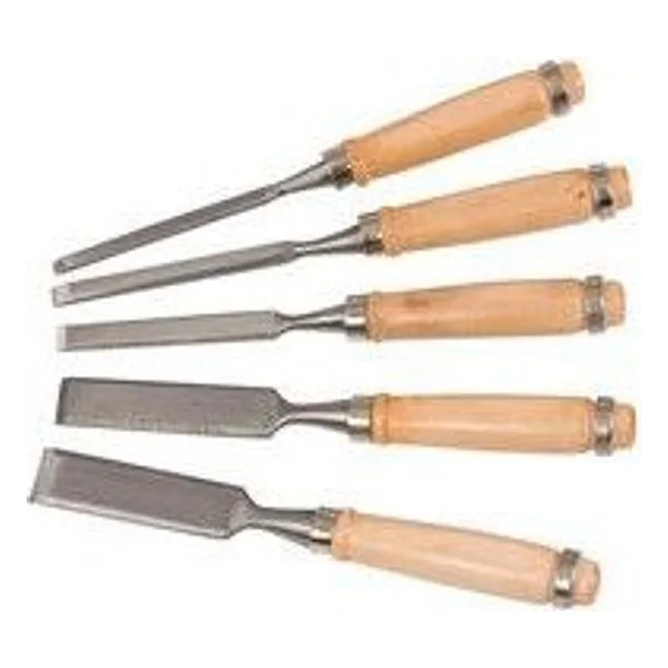 Confezione 5 Scalpelli per Falegname Manico Legno – cod. CPD39254