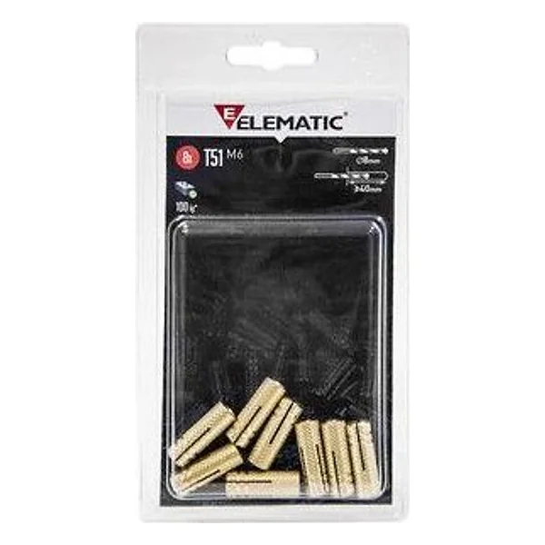 Elematic Blister Tassello T51 M8 Ottone 6 PZ – cod. CPD13578