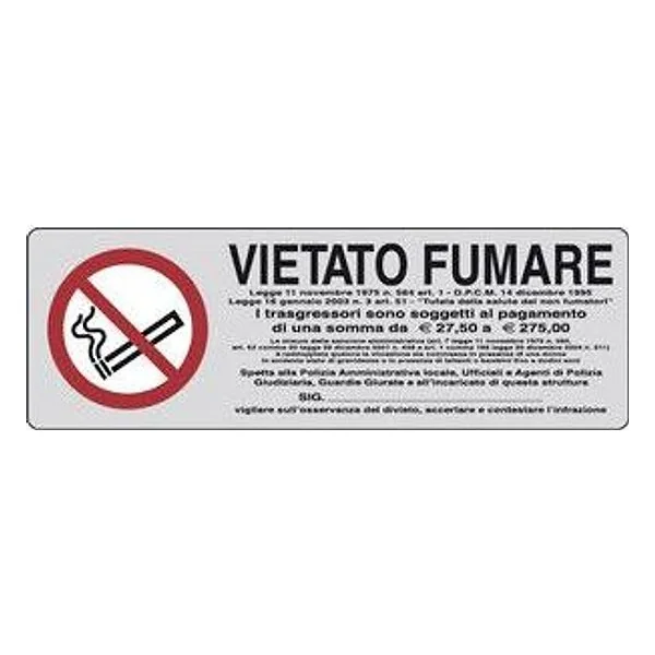 Etichetta Adesiva 150X50 Vietato Fumare – cod. CPD26344