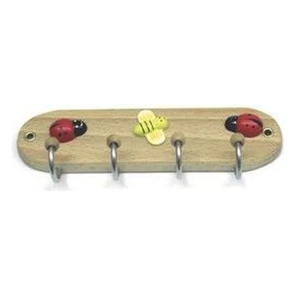 Gancio Adesivo in Legno Coccinella 4 Posti – cod. CPD15746