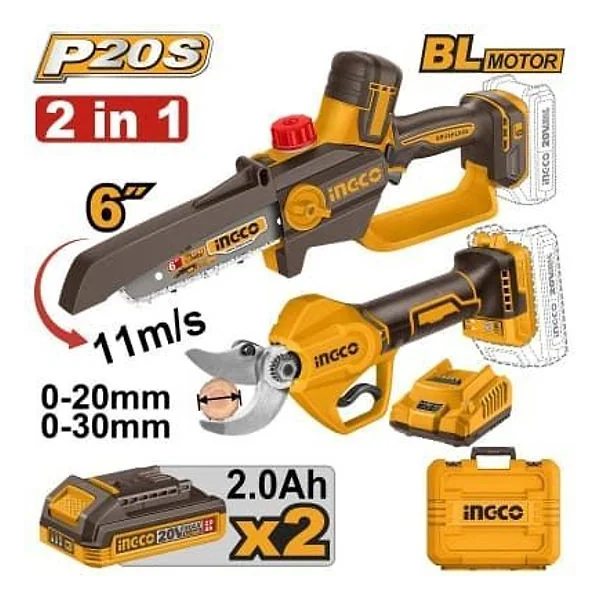 Ingco Kit Minisega CGSLI2066 e Forbici da Pota – cod. INCCOSLI250759E