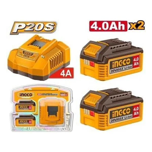 Kit CARICABAT.FCLI20411E+2BATT.FBLI2002 Ingco – cod. INCFBCPK2013E
