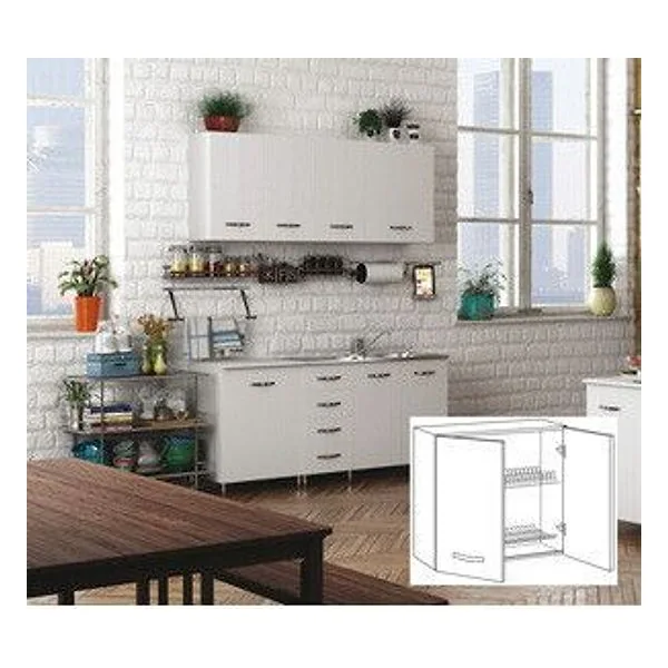 Kit Cucina Pensile 2 Ante Scolapiatti 80X32XH72 cm Bianco – cod. CPD96425