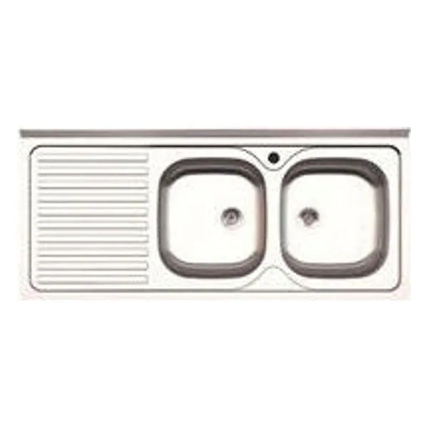 Lavello Appoggio Inox 2 Vasche DX + Gocciolatoio SX 120 cm – cod. CPD17615