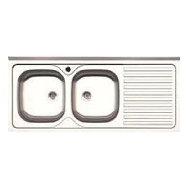 Lavello Appoggio Inox 2 Vasche SX + Gocciolatoio DX 120 cm – cod. CPD502327
