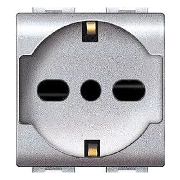 Life 4050 Tec Presa Schuko Bipasso Argento Satin – cod. CPD92220
