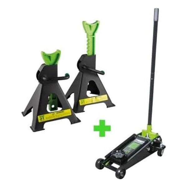 Martinetto Idraulico a Carrello 3,5T + Set di 2 Cavalletti da 3T JBM – cod. JBMSERIE330