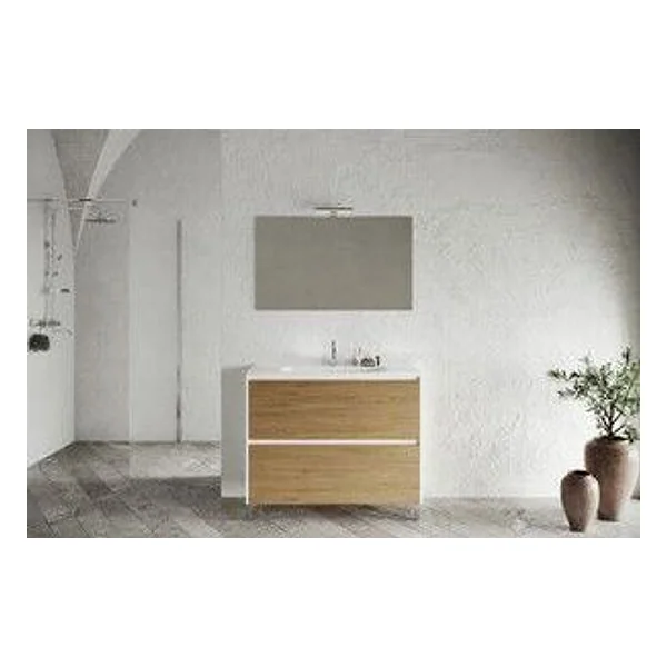 Mobile Bagno Lisbona 2C 100 Bianco/Rovere Naturale – cod. CPD513157