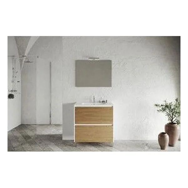 Mobile Bagno Lisbona 2C 80 Bianco/Rovere Naturale – cod. CPD513155