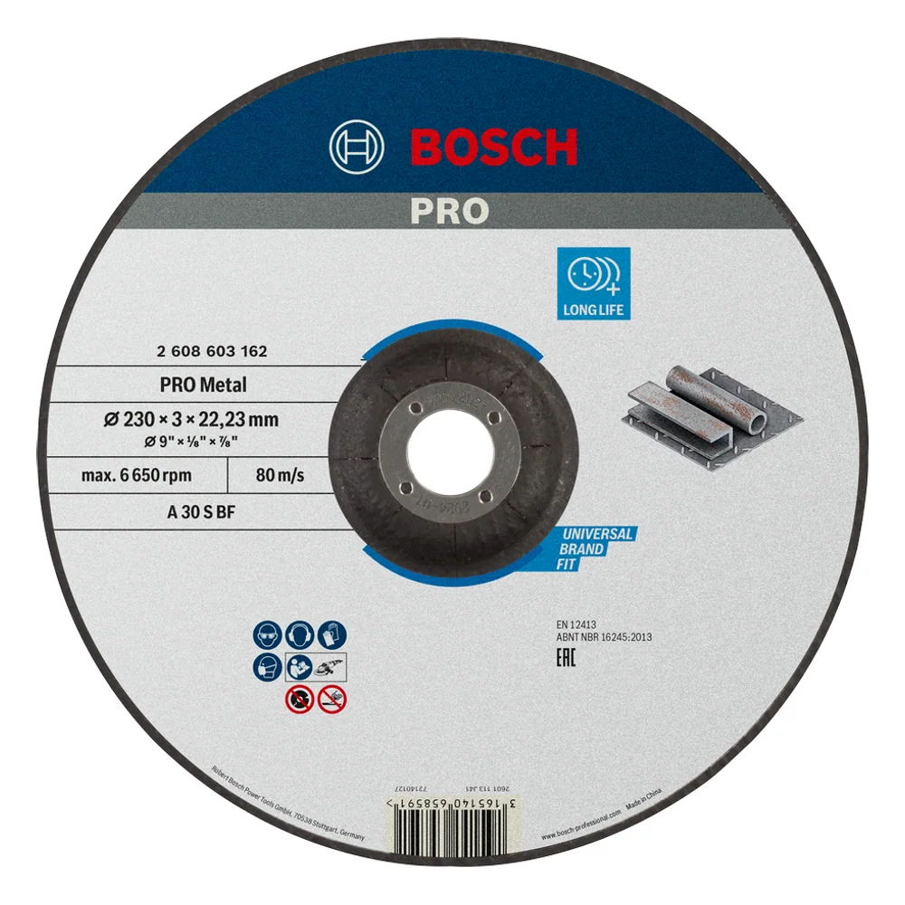 Mola da taglio PRO Metal, 230x3x22,23 mm, a centro depresso – cod. BOS2608603162