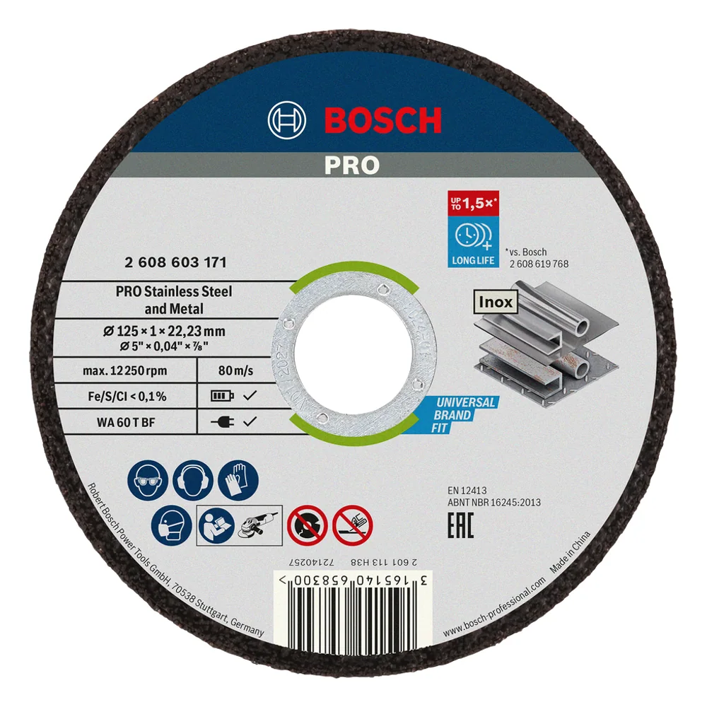 Mola da taglio PRO Stainless Steel and Metal, 125x1x22,23 mm – cod. BOS2608603171