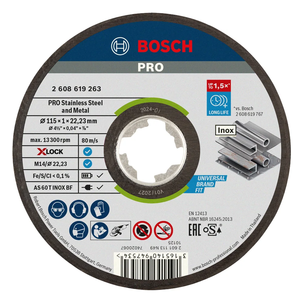 Mola Taglio X-Lock METAL+INOX 115X1MM Bosch – cod. BOS2608619263