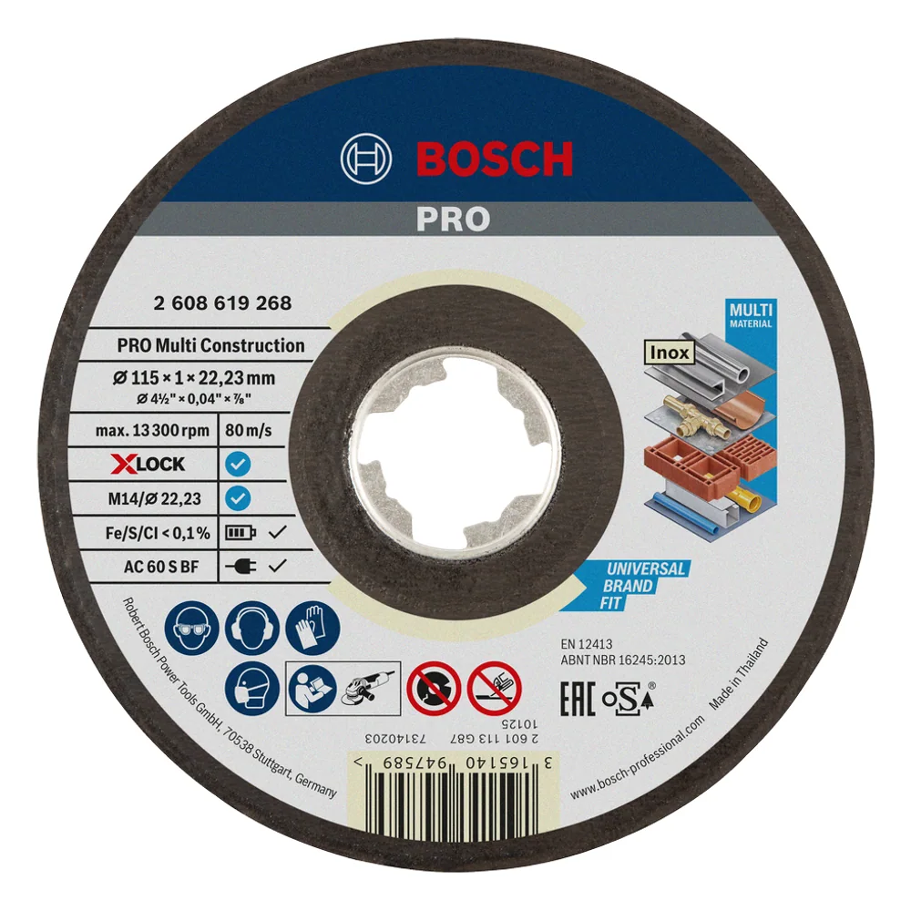 Mola Taglio X-Lock METAL+INOX 115X1MM Bosch – cod. BOS2608619268