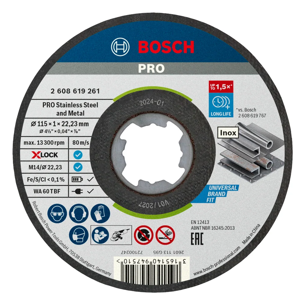 Mola Taglio X-Lock METAL+INOX 115X1MM Bosch – cod. BOS2608619261
