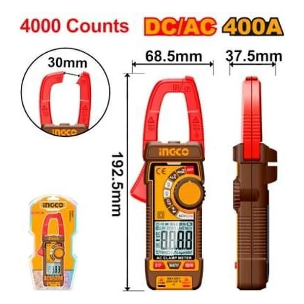 Multimetro a Pinza Digitale Dc-Ac 400A Ingco – cod. INCDCM62002