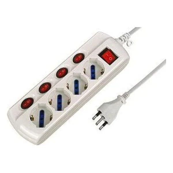 Multipresa 4P Bip/Schuko con 5 Interr FIG.5 – cod. CPD9898