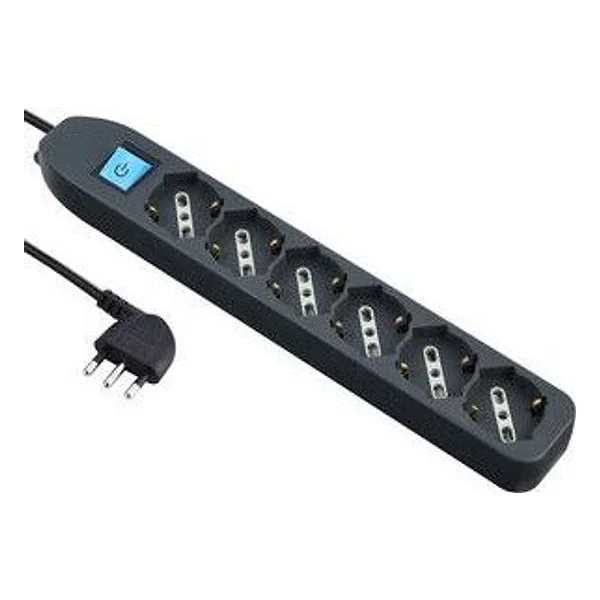 Multipresa 6P Bip/SCHUKO+INTERR Nero FIG.4 – cod. CPD98623
