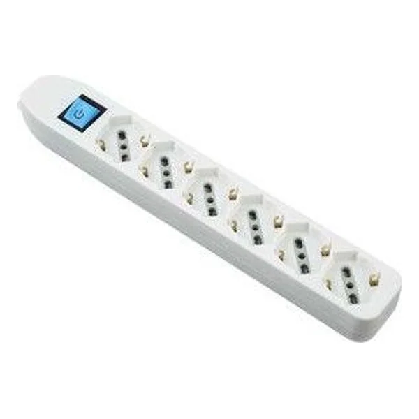 Multipresa 6P Bip/SCHUKO+INTERR senza Cavo Bianco FIG.10 – cod. CPD98628