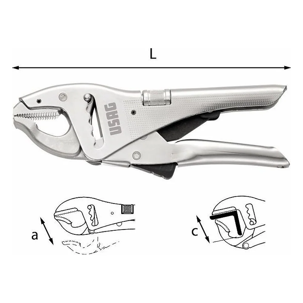 Pinza Regolabile Autobloccante a Cremagliera con Ganasce Corte 135 a Usag – cod. U01350505