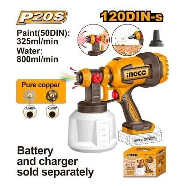Pistola Spray 800ML a Batt.nuda Ingco – cod. INCCSGLI2004