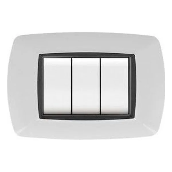 Placca Life Living Plast Bianco 4P Cornice Nero – cod. CPD6413