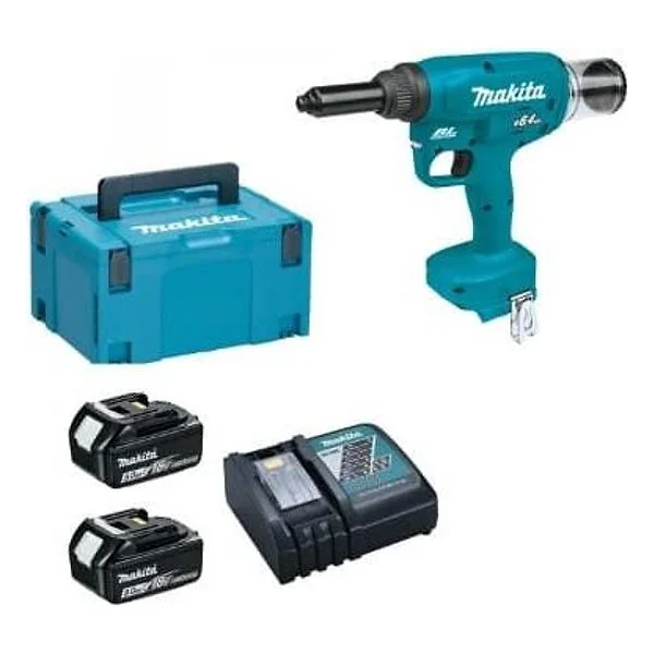 RIVETTATRICE A BATTERIA 18V 2x5Ah RIVETTI DA 4.8 A 6.4 MAKITA – cod. MAKDRV250RTJ