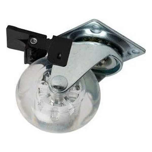 Ruota Mobile D 50 mm Piastra con Freno Trasparen – cod. CPD93780