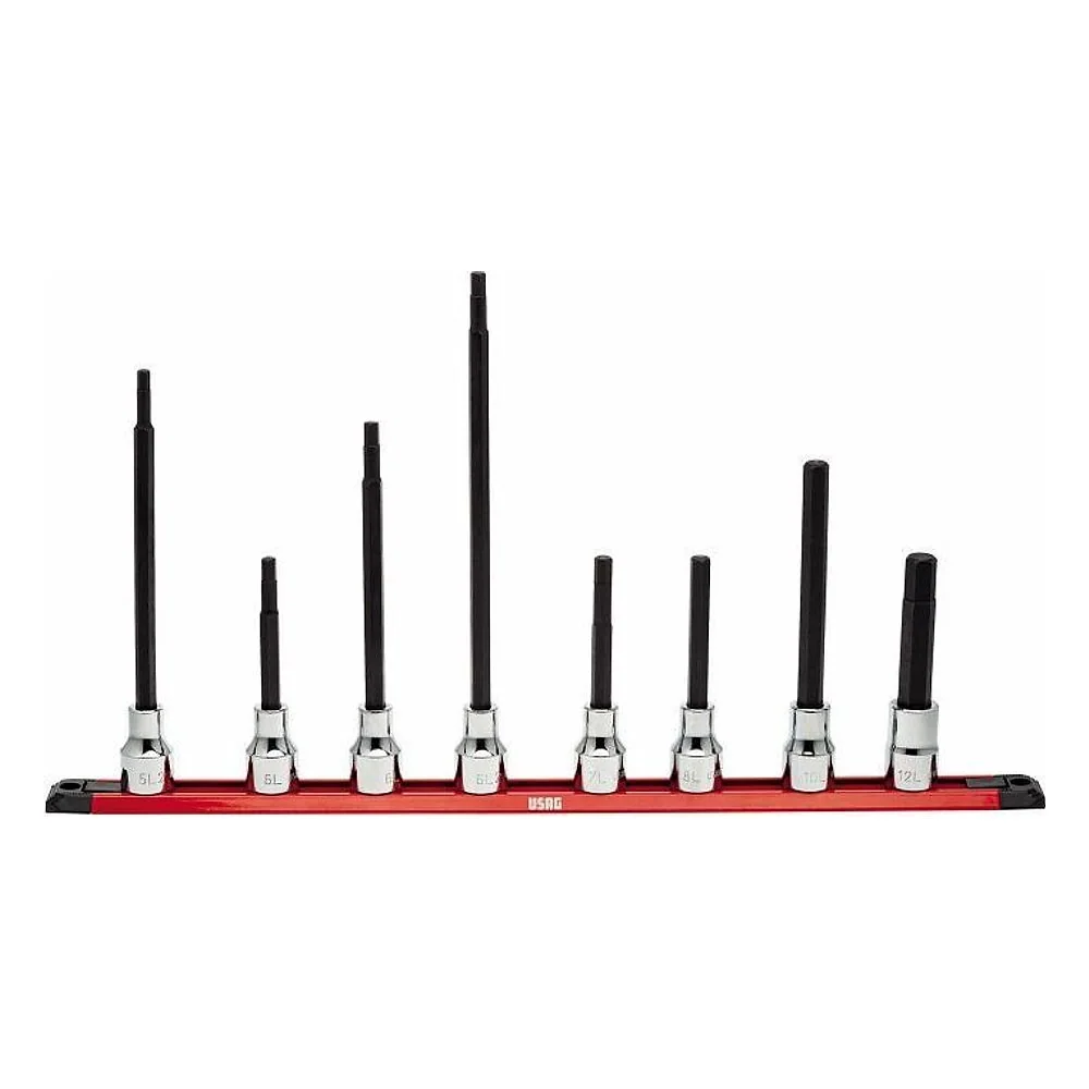 Serie di 8 Chiavi a Bussola Lunghe per Viti con Esagono Incassato 234 1/2" N/S8L Usag – cod. U02342511