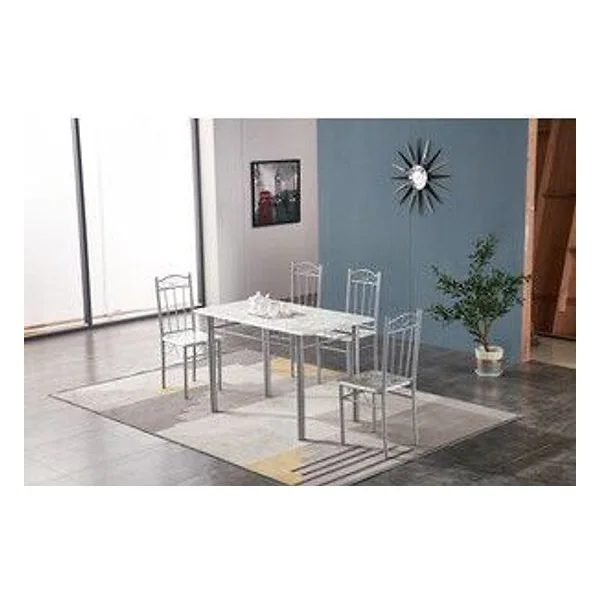 Set Tavolo con 4 Sedie 120X70 cm Eff. Marmo Chiaro – cod. CPD99126