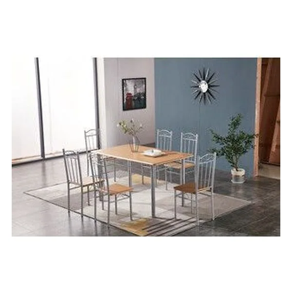 Set Tavolo con 6 Sedie 140X80 cm Legno Chiaro – cod. CPD99127